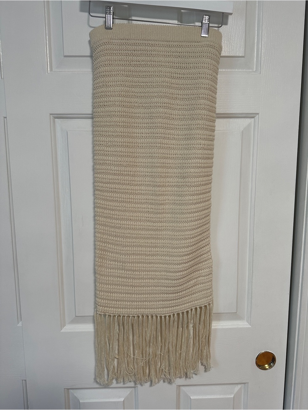 H&M Cream Knit Fringe Maxi Skirt Set